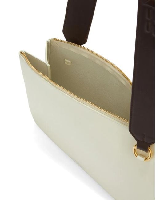 Jil Sander Natural Link Lg Logo-Strap Leather Crossbody Bag