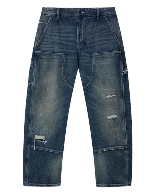 AFTERMATHS Blue Panelled Jeans for men