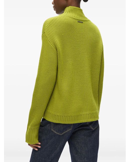 Karl Lagerfeld Green Gerippter Pullover Mit Logo-Stickerei