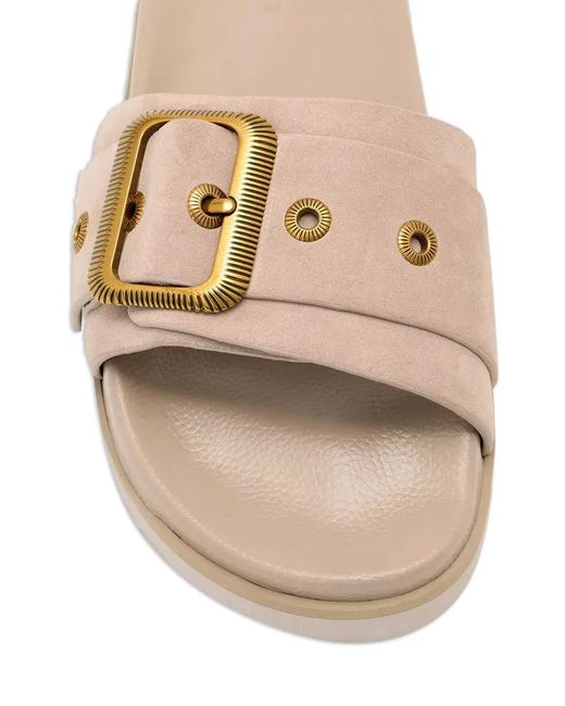 AllSaints Natural Ellie Buckle-Strap Sandals