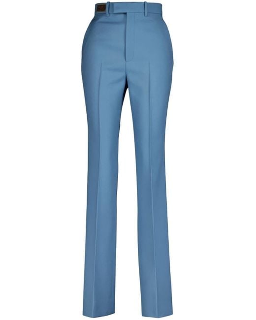 Pantalon en laine à détail de mors Gucci en coloris Blue