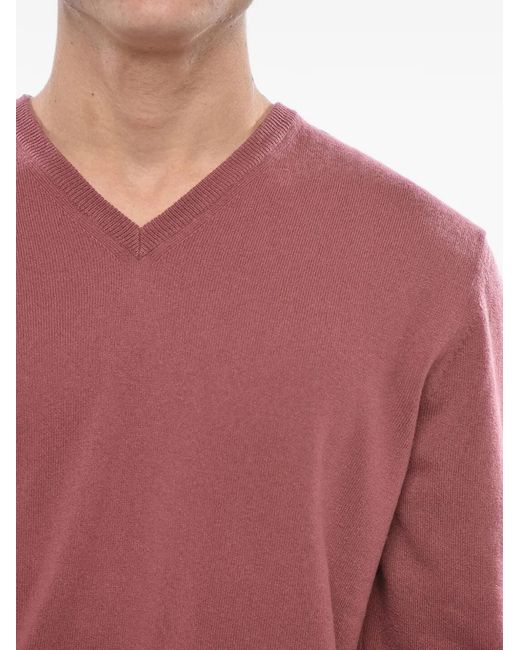 Malo Red V-Neck Cashmere Sweater for men