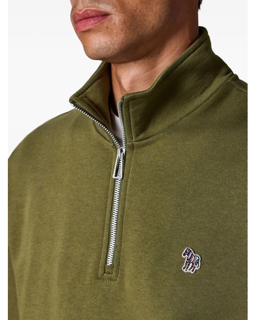 Paul Smith Green Sweat-Shirt Zippé À Logo Zèbre for men