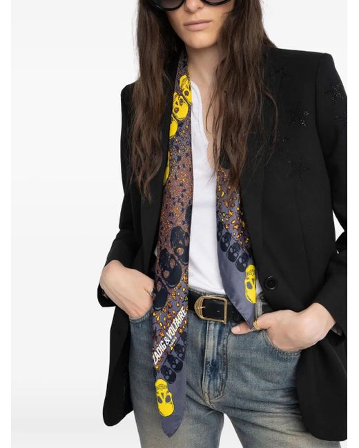 Zadig & Voltaire Black Skull-Print Scarf