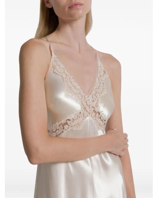 Alberta Ferretti White Lace Panel Dress