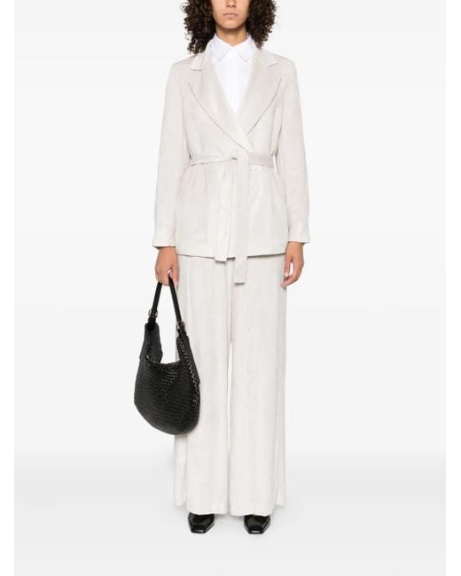 Peserico White Belted Fitted Jacket