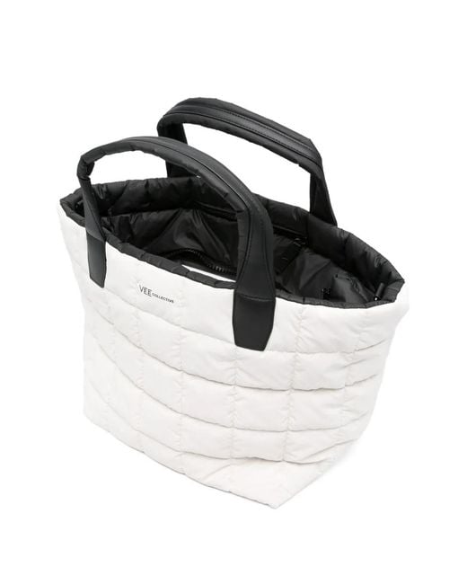 VEE COLLECTIVE White Medium Porter Quilted Tote Bag