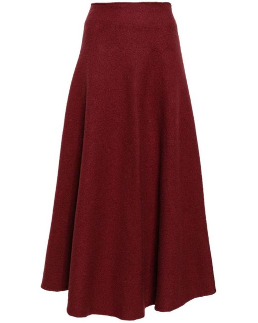 Jil Sander Red High-waist Wool Skirt
