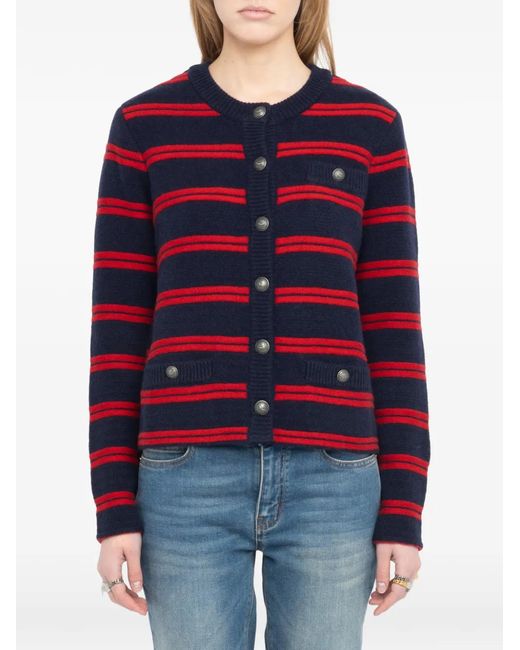 Zadig & Voltaire Blue Striped Pocket Cardigan