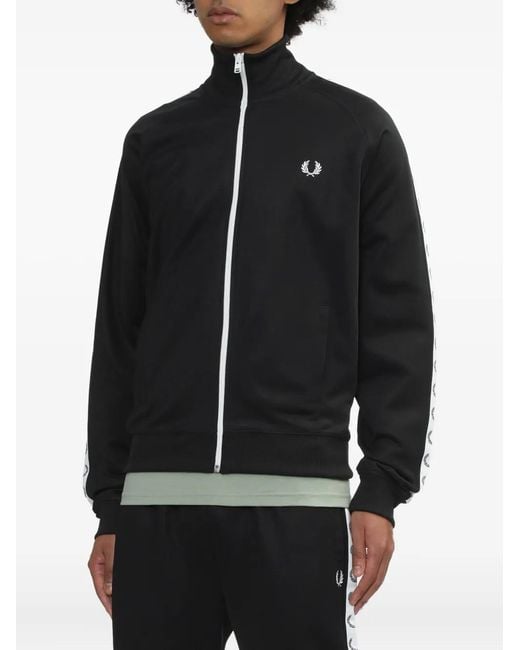 Fred Perry Black Taped Track Sweatshirt for men