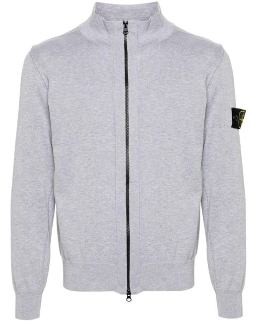 Stone Island Gray Compass-badge Zipped-up Cardigan for men