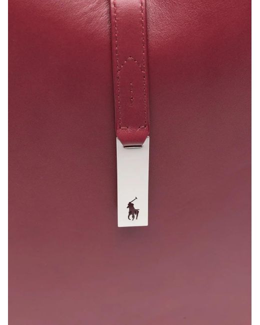 Polo Ralph Lauren Red Logo-Clasp Leather Shoulder Bag