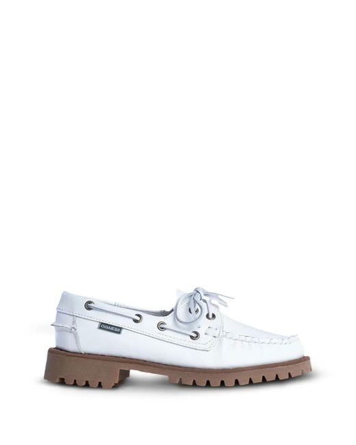 Sebago White Lug-Sole Boat Shoes for men