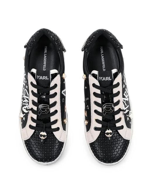 Karl Lagerfeld White Skool Graffiti-Print Sneakers