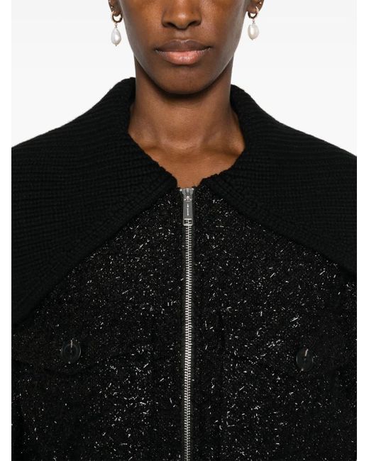 Self-Portrait Black Chest Flap Pockets Zipped Blazer