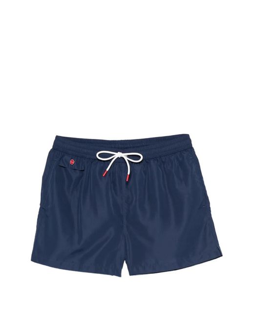 Kiton Blue Drawstring Swim Shorts for men