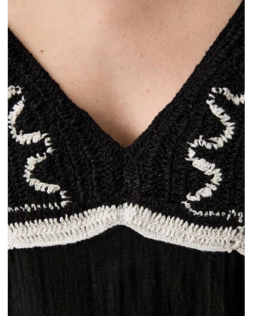 Pedro Del Hierro Madrid Black Crochet-Knit Halterneck Beach Midi Dress