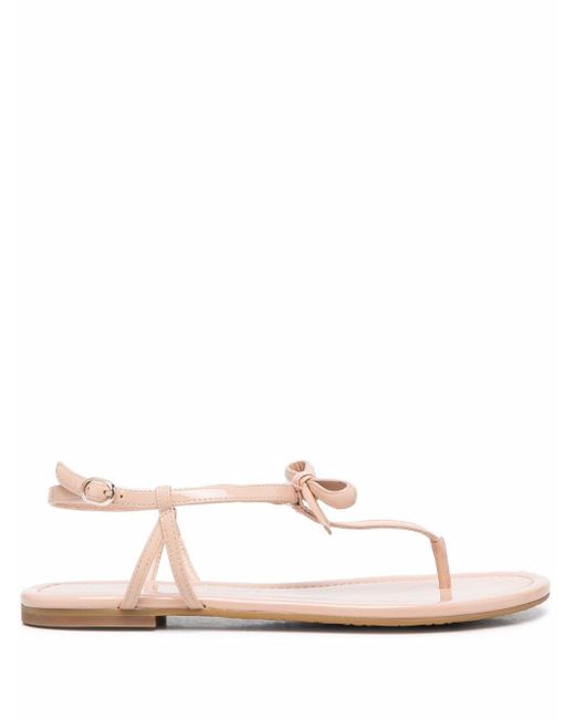 Kate Spade Leather Bow-detail Flat Sandals - Lyst