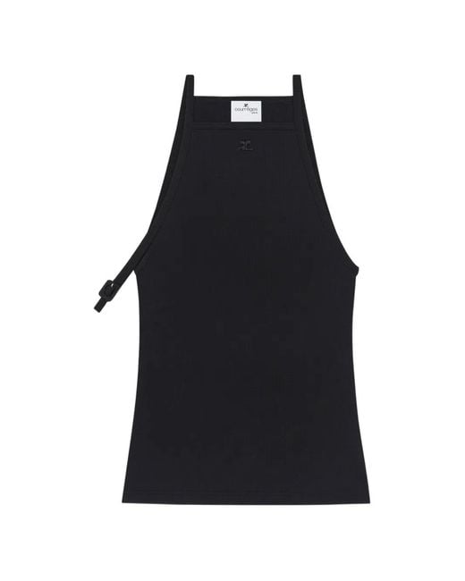 Courreges Black Buckle-Detail Top
