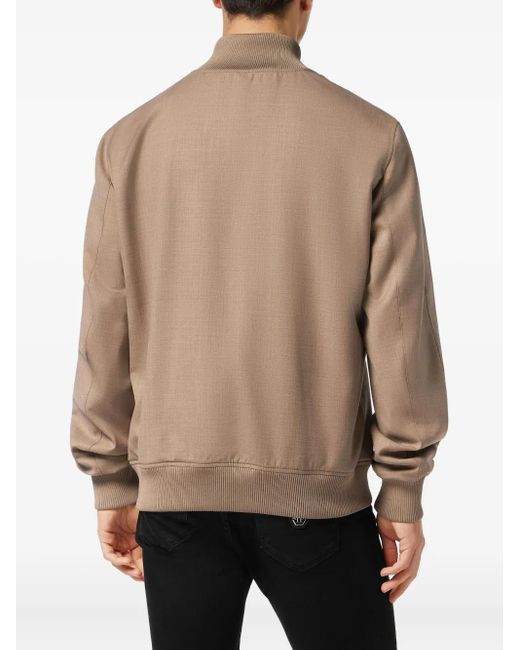 Philipp Plein Brown Logo-Patch Jacket for men