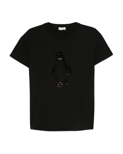Liu Jo Black Pinguin-T-Shirt mit Pailletten