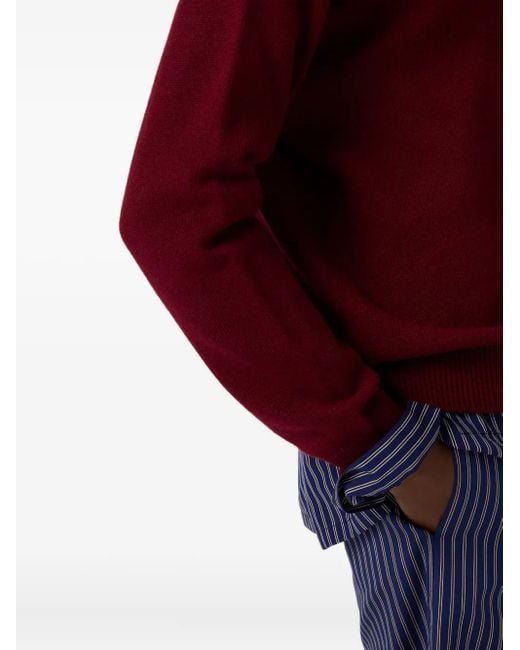 Miu Miu Red Intarsien-Pullover mit Polokragen