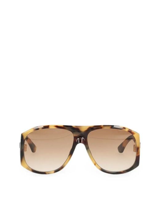 Chloé Natural Tortoiseshell-Effect Pilot-Frame Sunglasses