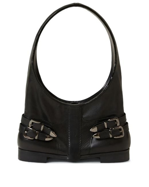 Eden Ten Black Bootbag Buckle-Detail Leather Tote Bag