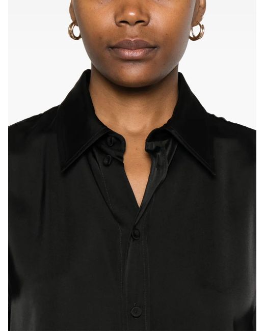 Jil Sander Black Satin Midi Shirt Dress