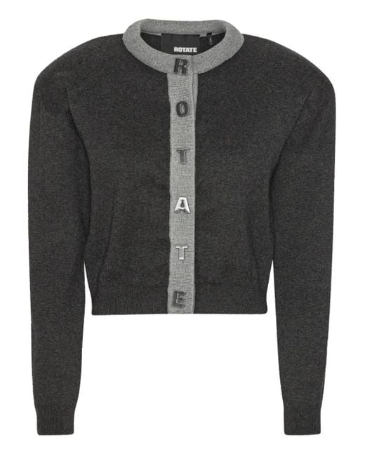 ROTATE BIRGER CHRISTENSEN Black Logo-Lettering Cardigan
