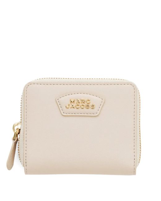 Marc Jacobs The Slim Compact Leren Portemonnee Met Rits in het Natural