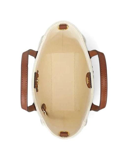 Ralph Lauren White Small Cameryn Logo-Detail Tote Bag