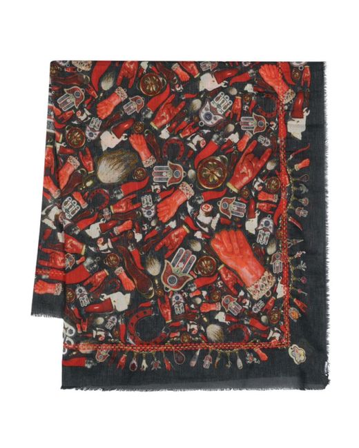 Charms-print scarf Faliero Sarti en coloris Red
