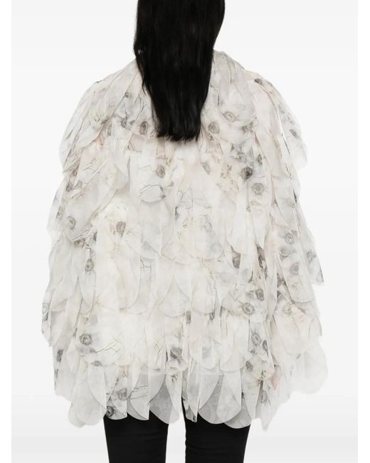 Max Mara White Veste Chiffon À Fleurs