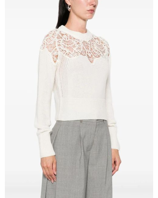 Ermanno Scervino White Lace-Insert Sweater