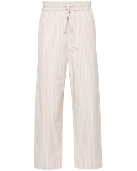 Lardini White Striped Elasticated-waist Trousers for men