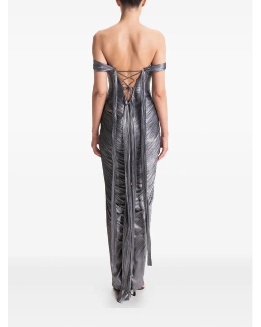Maria Lucia Hohan Gray Schulterfreies Maxikleid Mit Falten