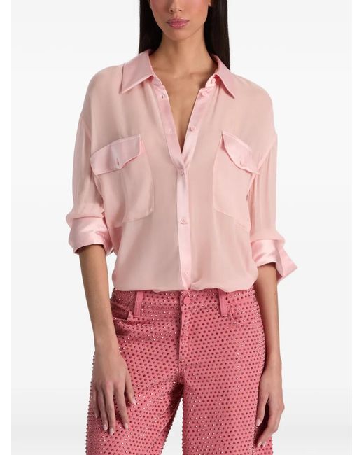 Alice + Olivia Pink Finely Button-Up Shirt