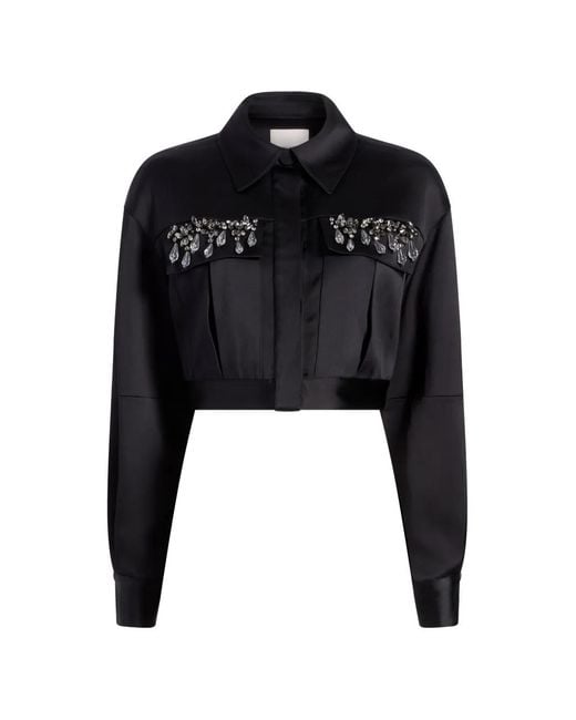 Cinq À Sept Black Damoni Gemstone-Embellished Cropped Jacket