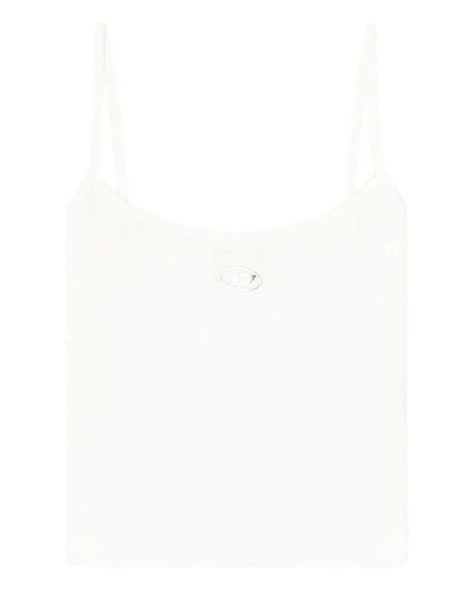 DIESEL White Logo Cotton Tank Top
