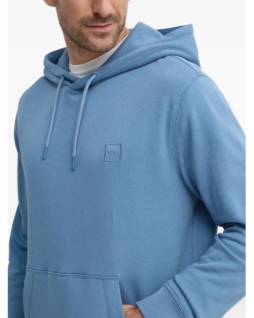 Boss Blue Wetalk Logo-Patch Hoodie for men