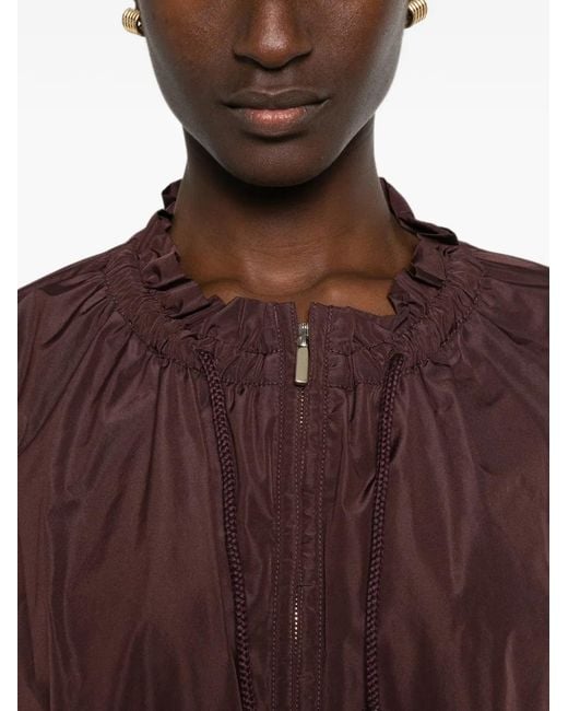 Max Mara Purple Drawstring Ruffled Jacket
