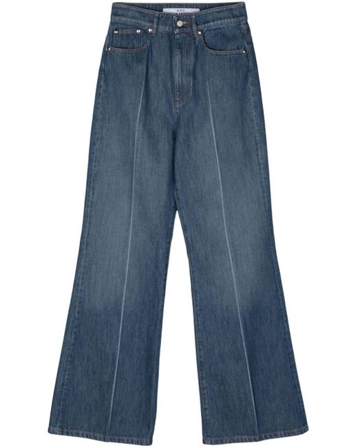 A.P.C. Blue Clienteau High-rise Wide-leg Jeans
