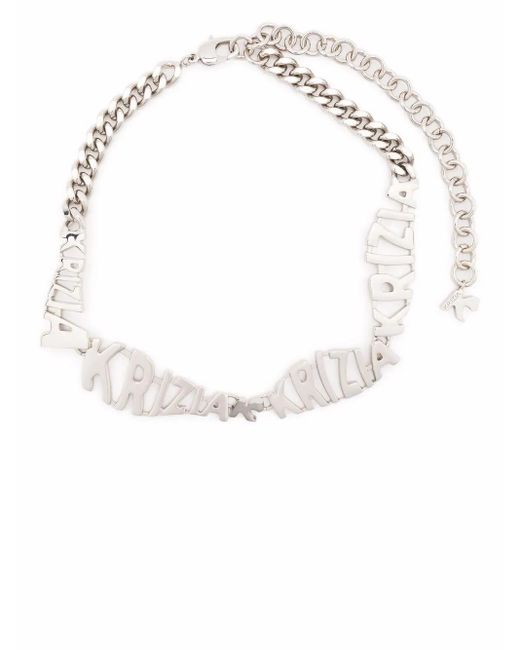 Krizia White Logo-Plaque Necklace