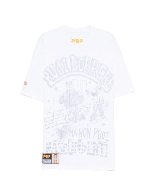 PDF White Graphic Print T-Shirt for men