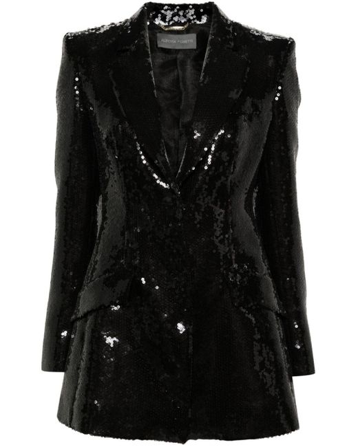 Alberta Ferretti Black Sequin-embellished Blazer