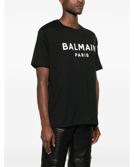 Logo-print cotton T-shirt Balmain pour homme en coloris Black