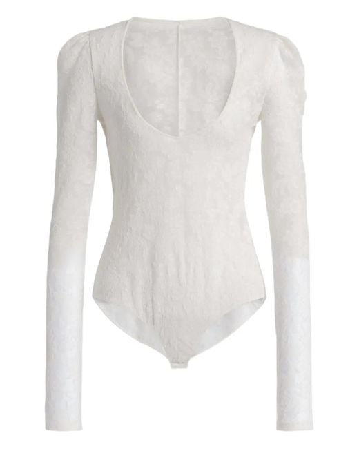 Alberta Ferretti White Long-Sleeve Wool Body