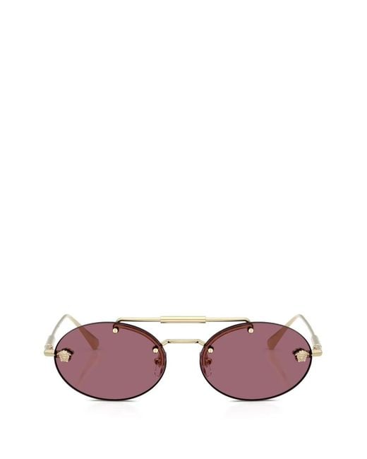 Versace Pink Medusa-Plaque Oval-Frame Sunglasses