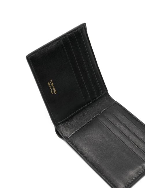 Tom Ford Black Shiny Crocodile-Print Leather Bifold Wallet for men